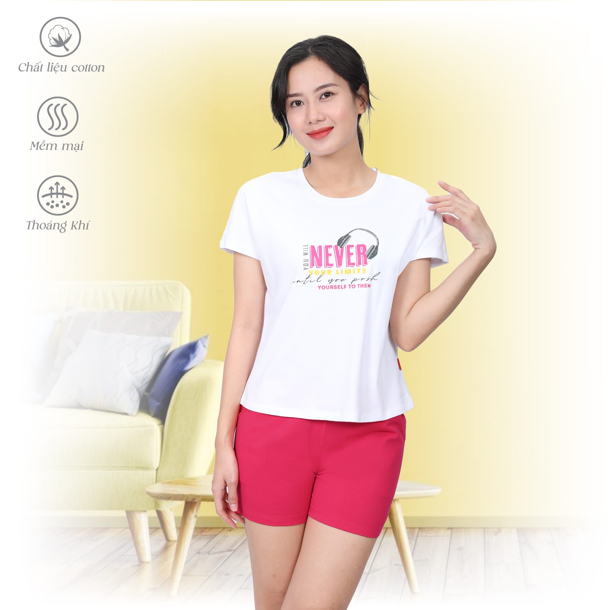 Set đồ bộ nữ kiểu quần đùi tay ngắn chất cotton siêu mát 195p 5174