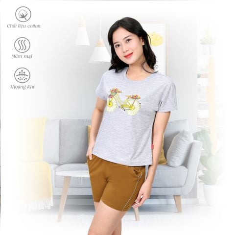 Set đồ bộ nữ kiểu quần đùi tay ngắn chất cotton siêu mát 195p 5175