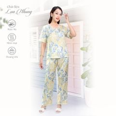 Set đồ bộ nữ kiểu quần dài tay ngắn chất lụa nhung 263p 3364