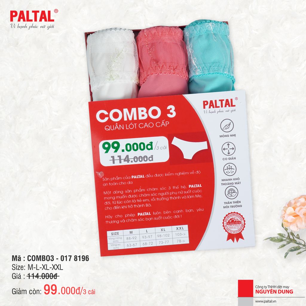 Combo 3 quần lót nữ thun lạnh 017p 8196