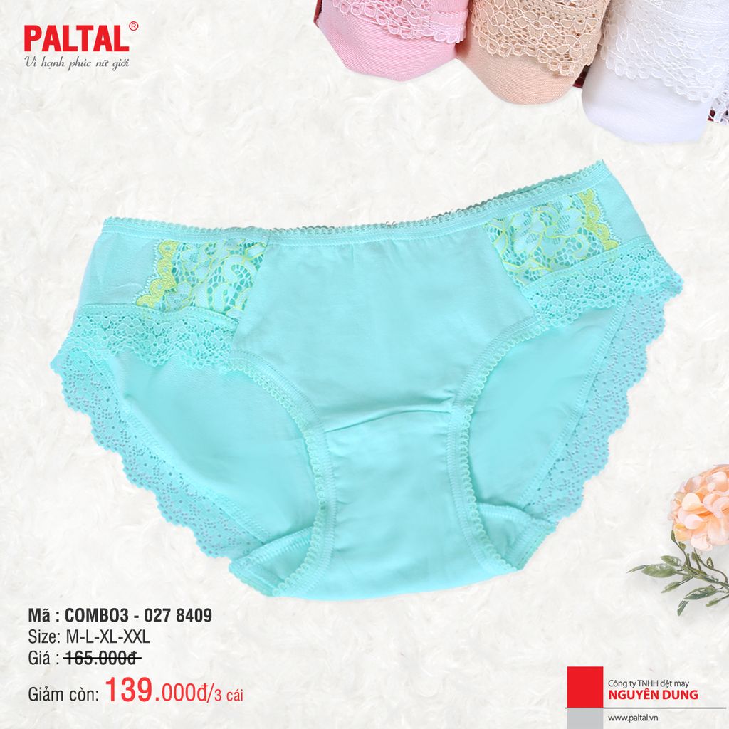 Combo 3 quần lót cotton nữ 027p 8409