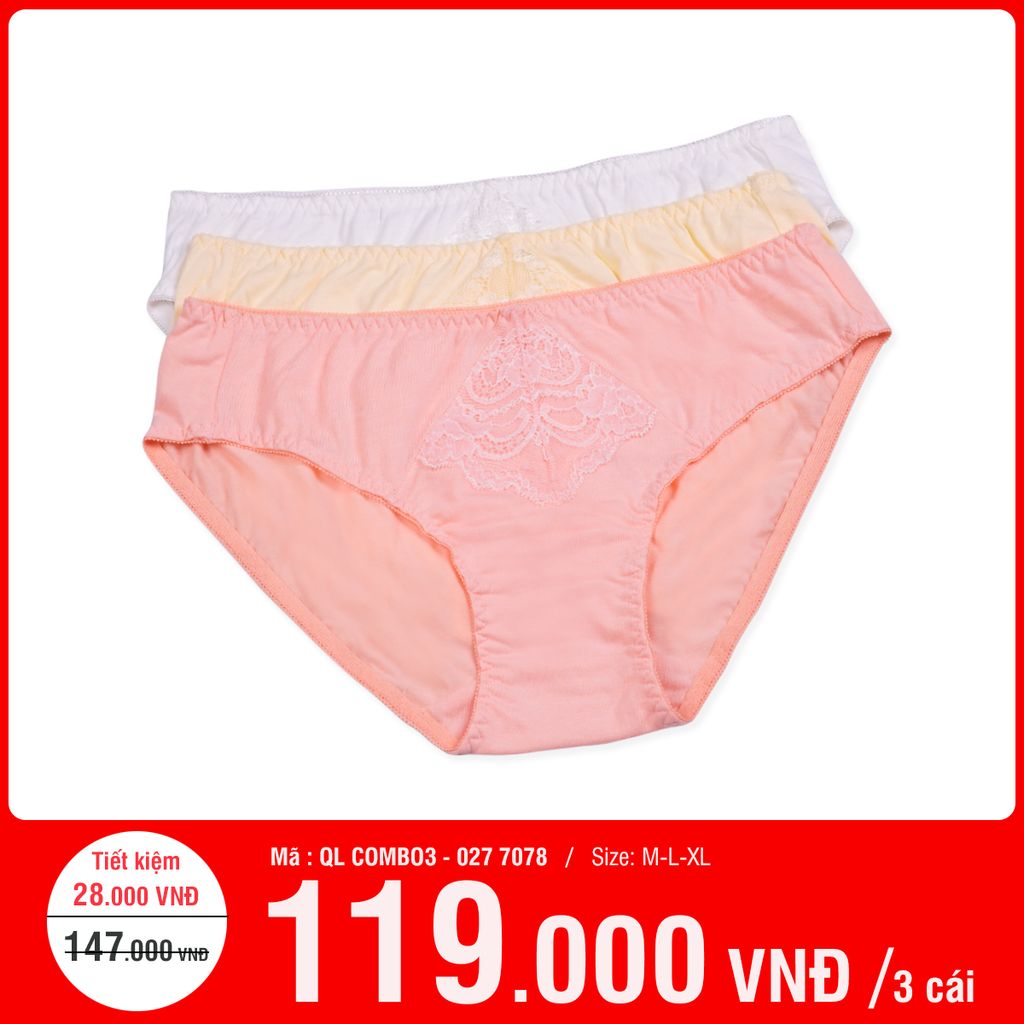 Combo 3 Quần Lót Nữ Cotton 027p 7078