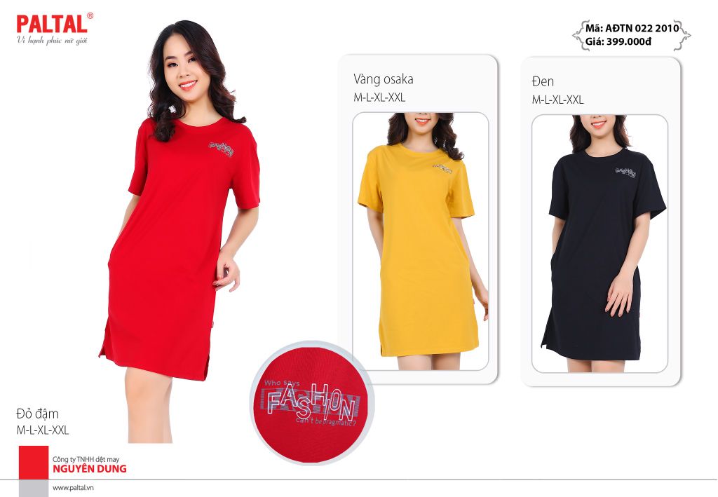 Váy đầm suông mặc nhà vải cotton tay ngắn 022p 2010