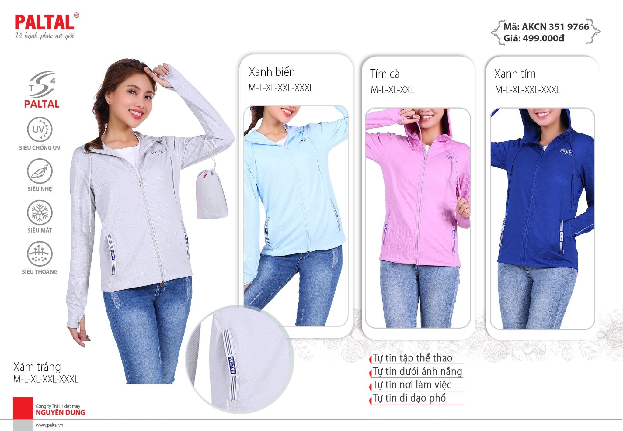 Áo khoác nữ chống nắng, chống UV T4 chất aerolight siêu nhẹ 351p 9766