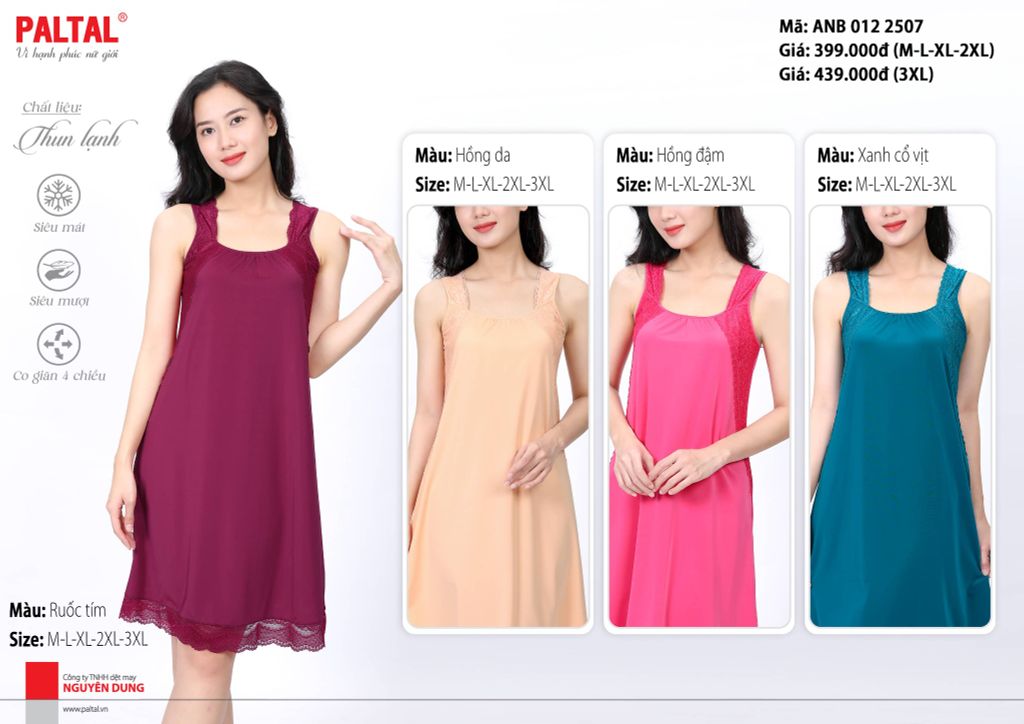 Áo đầm váy ngủ đẹp bản thun lạnh 012p 2507