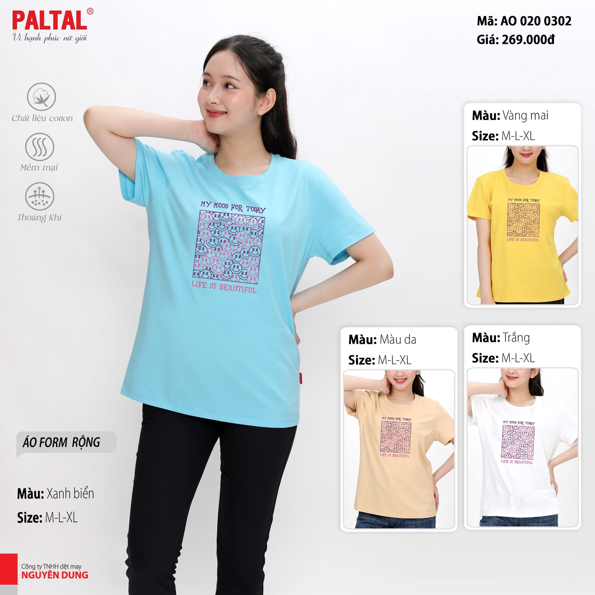 Áo thun nữ tay ngắn chất cotton siêu mát form rộng 020p 0302