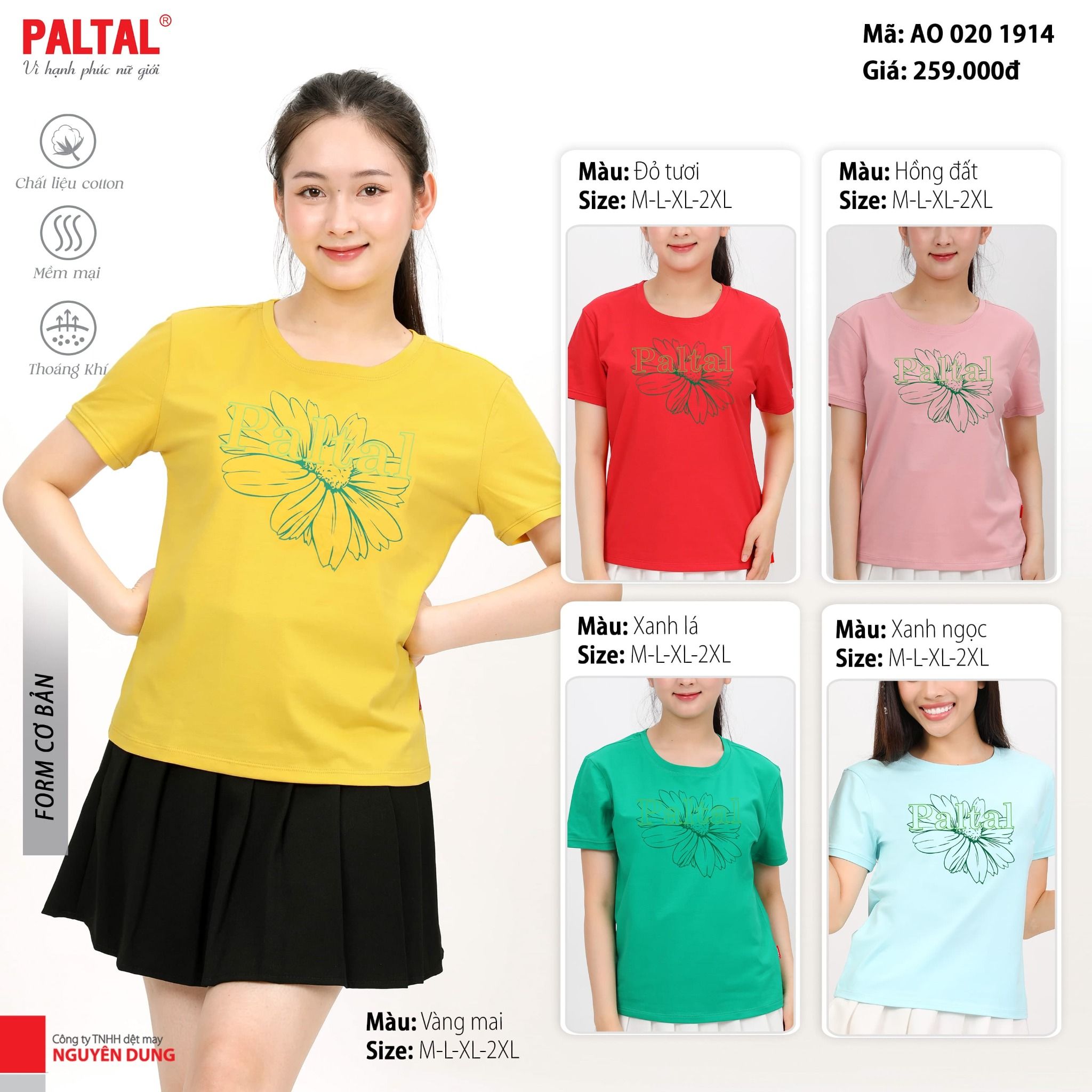 Áo thun nữ tay ngắn chất cotton siêu mát 020p 1914