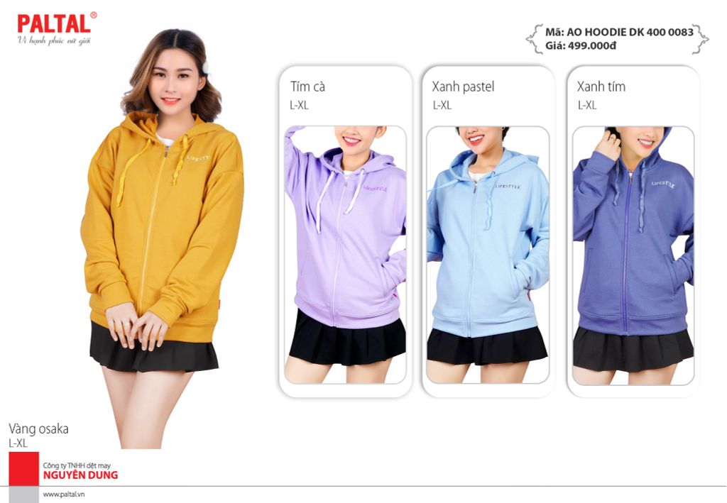 Áo hoodie nữ cao cấp paltal 400p 0083