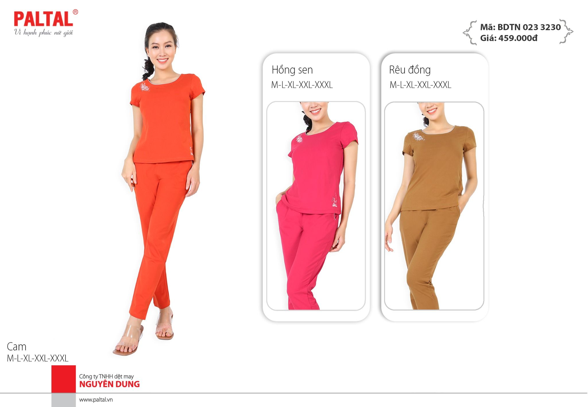 Set đồ bộ nữ kiểu quần dài tay ngắn chất cotton siêu mát 023p 3230