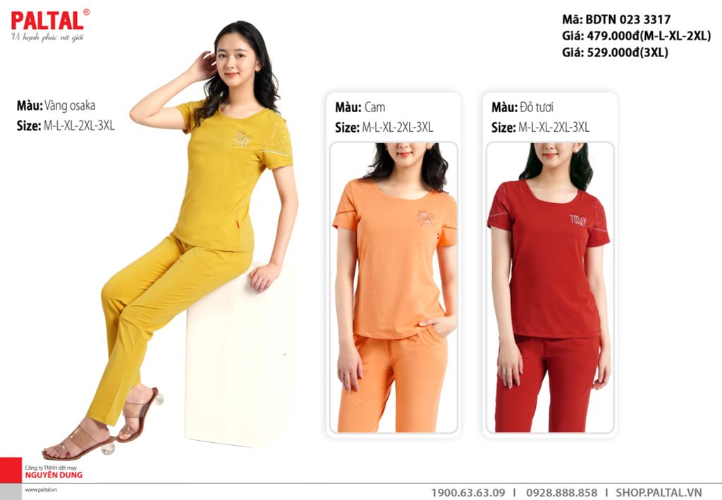 Đồ bộ mặc nhà nữ kiểu quần dài tay ngắn cotton 023p 3317