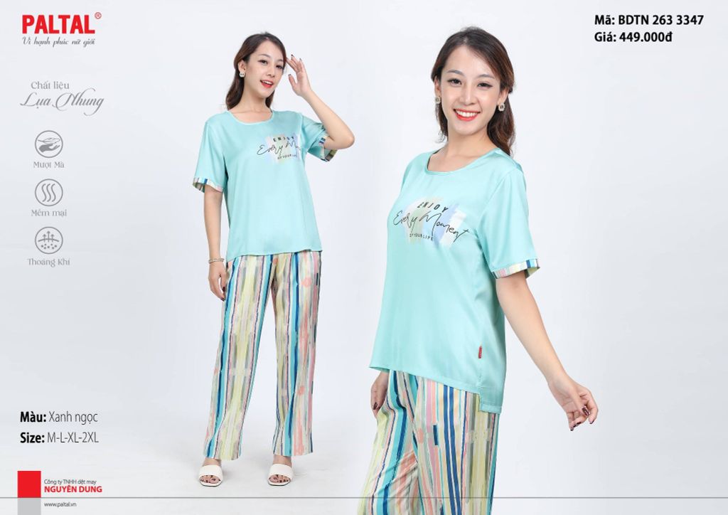 Bộ dài tay ngắn lụa nhung cao cấp 263p 3347