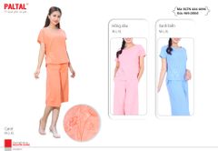 Đồ bộ nữ mặc nhà kiểu quần ống rộng lửng tay ngắn silk linen 484p 4096