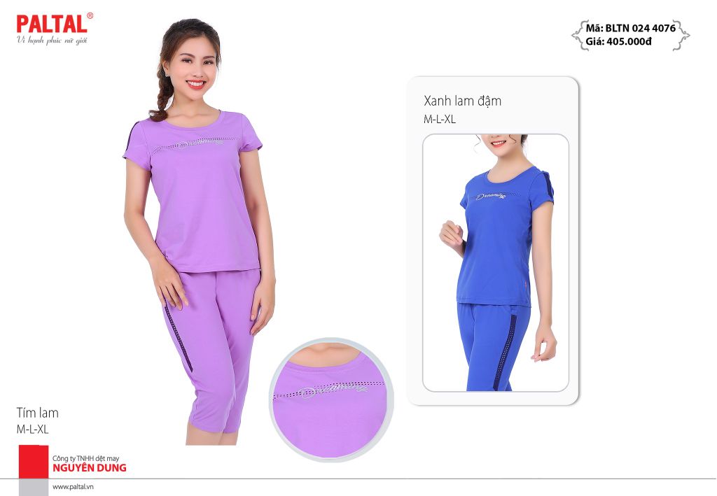 Đồ bộ nữ mặc nhà kiểu quần lửng tay ngắn cotton 024p 4076