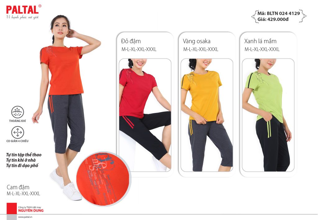 Đồ bộ nữ thể thao tập gym, yoga kiểu quần lửng tay ngắn cotton 024p 4129