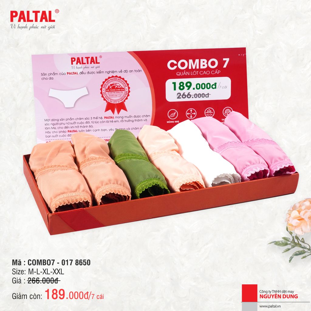 Combo 7 quần lót cao cấp paltal ql 017p 8650