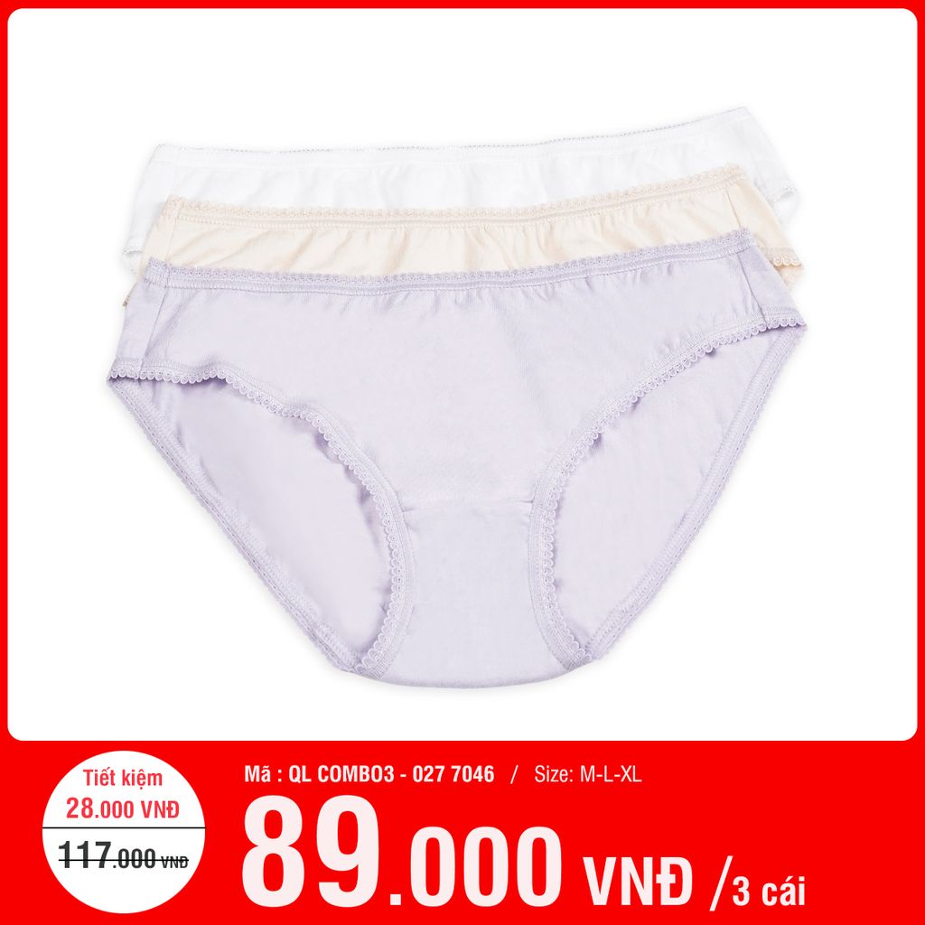 Combo 3 quần lót nữ cotton 027P 7046