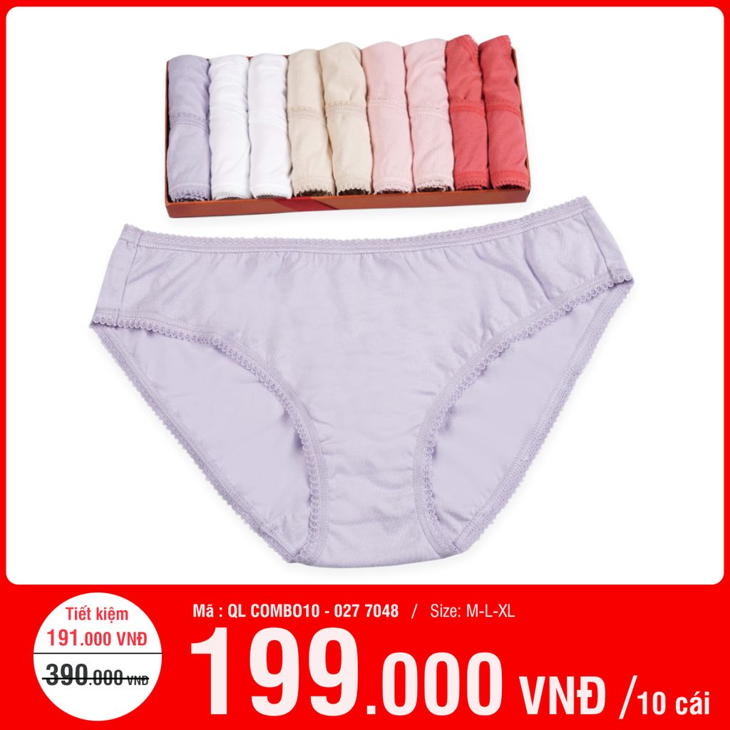 Combo 10 quần lót nữ cotton 027P 7048