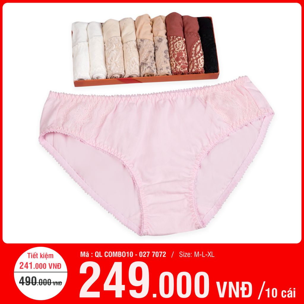 Combo 10 Quần Lót Nữ Cotton 027P 7072