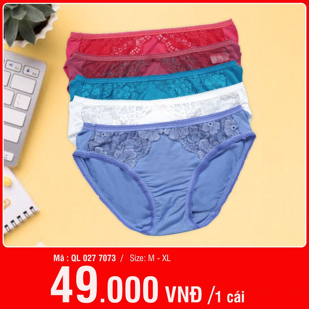 quần lót nữ chất cotton siêu mát 027p 7073