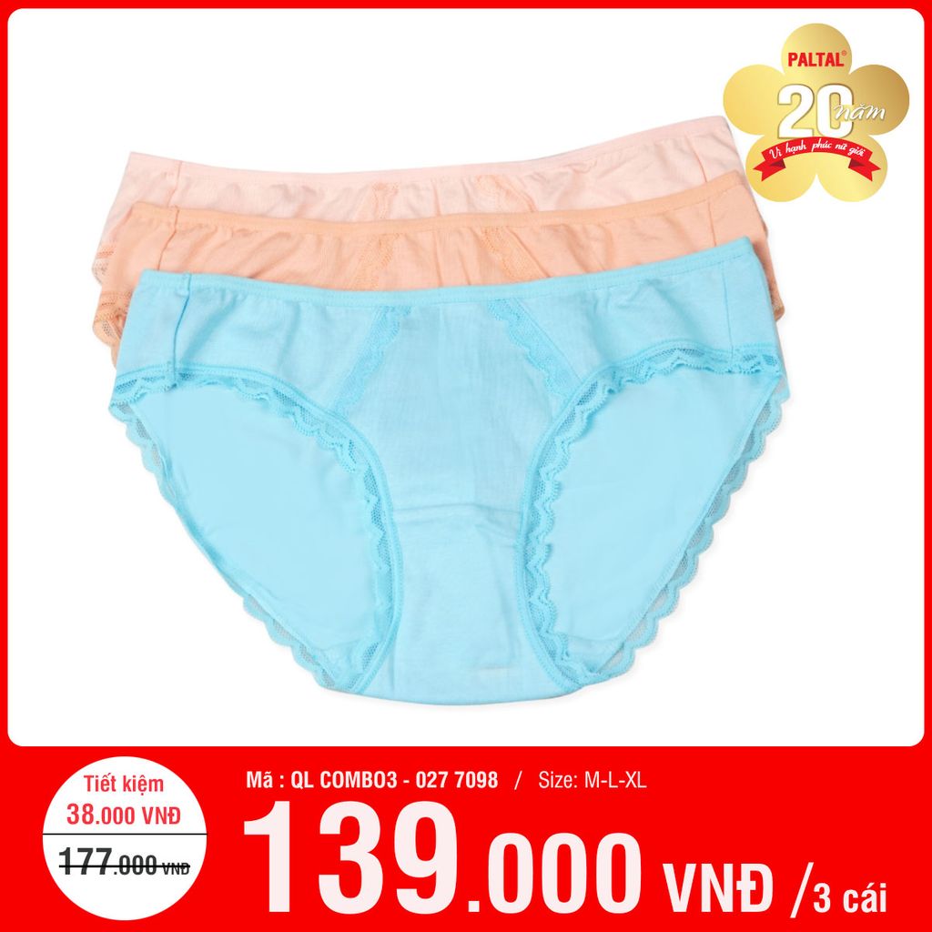 Combo 3 Quần Lót Nữ Cotton 027p7098