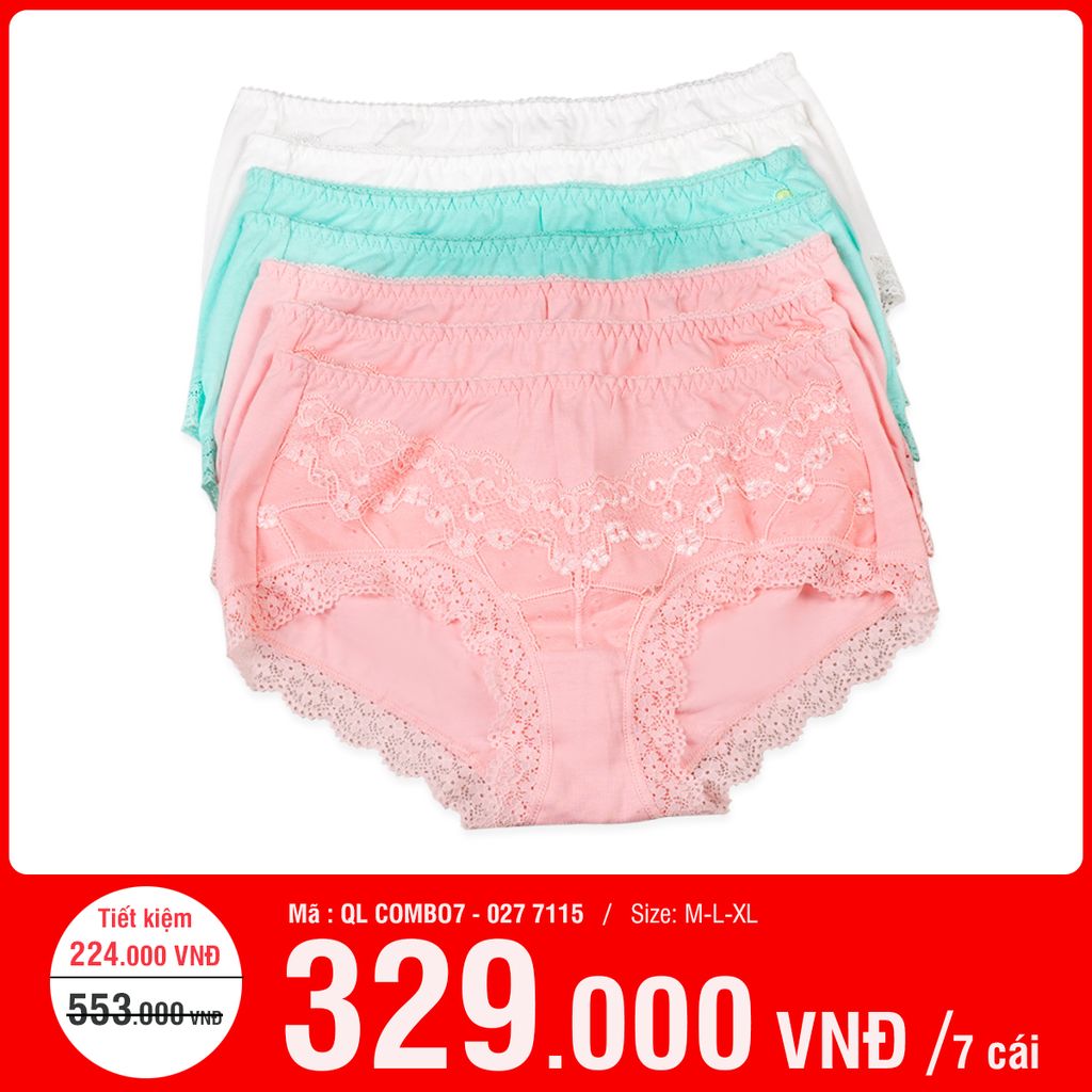 Combo 7 Quần Lót Nữ Cotton 027P 7115