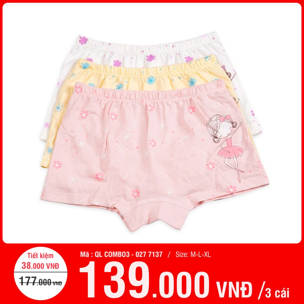 Combo 3 quần lót trẻ em baby cotton 027p 7137