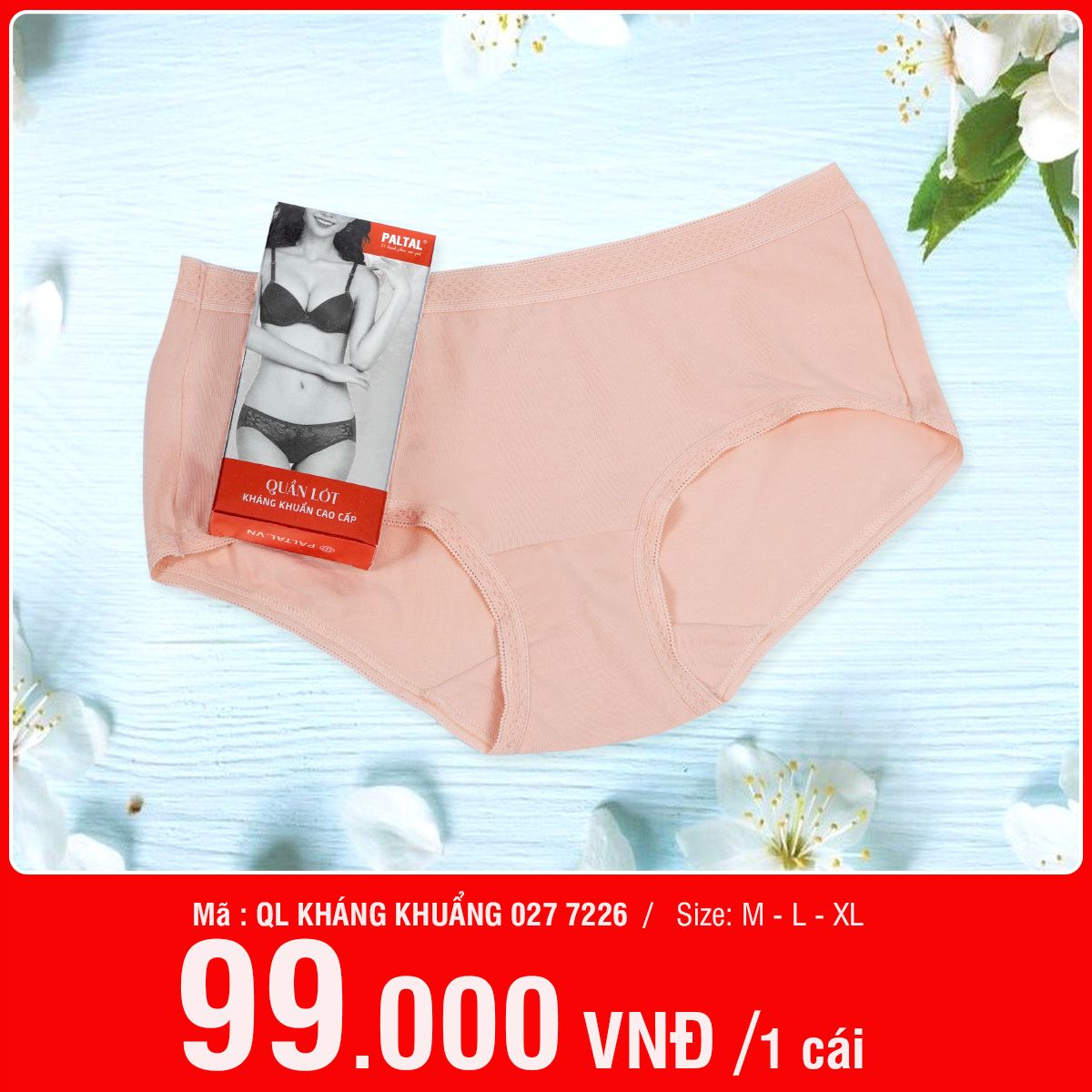 Hộp quần lót nữ kháng khuẩn 027p 7226