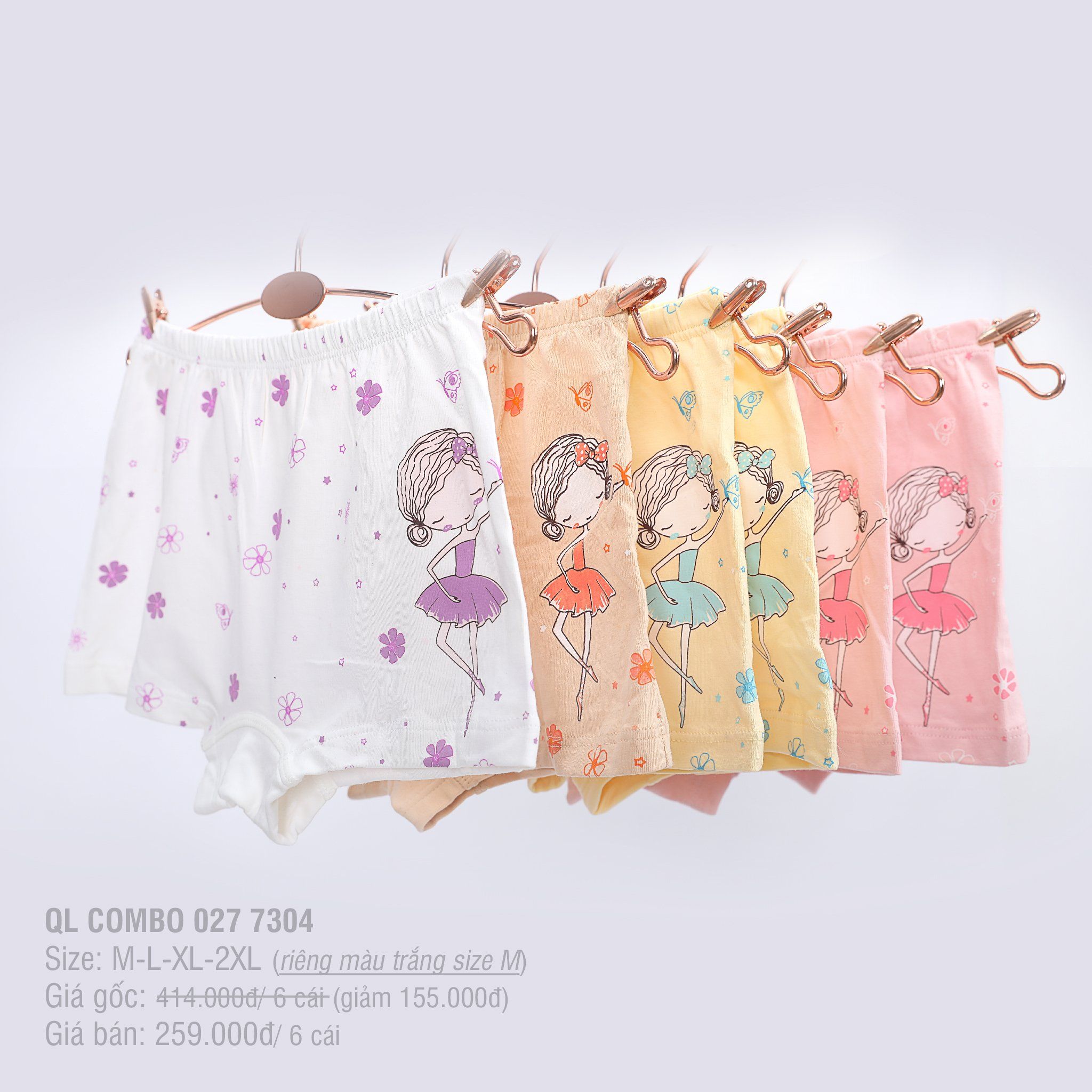 Combo 06 quần lót trẻ em / Baby chất cotton siêu mát 027p 7304
