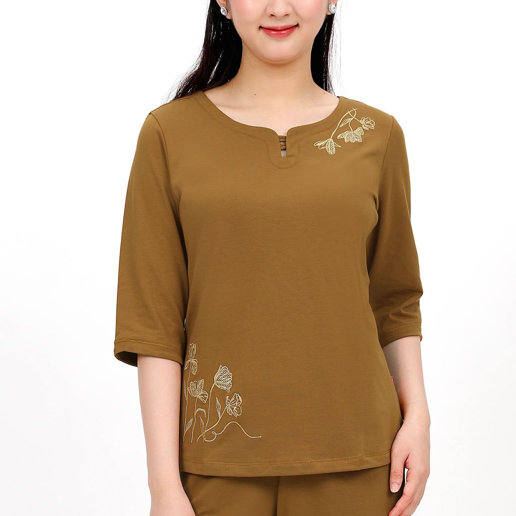 Đồ bộ mặc nhà nữ kiểu quần dài tay lỡ cotton 193p 3334