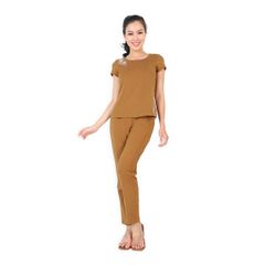 Đồ bộ nữ mặc nhà cao cấp kiểu quần dài tay ngắn vải cotton 023p 3169