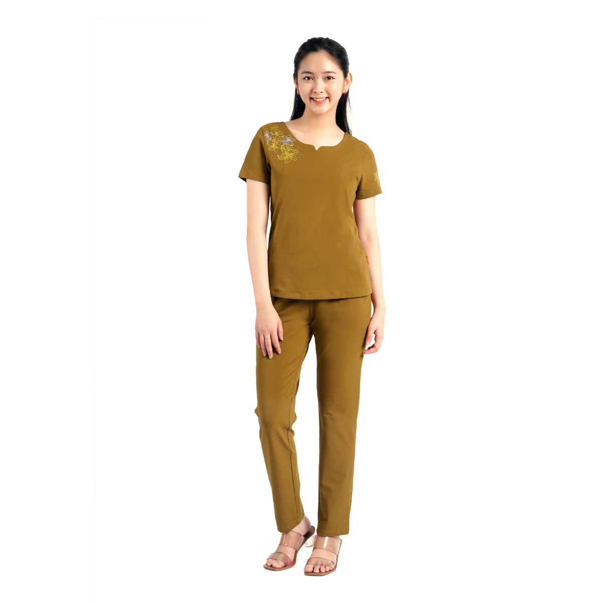 Set đồ bộ nữ kiểu quần dài tay ngắn chất cotton siêu mát 023p 3316