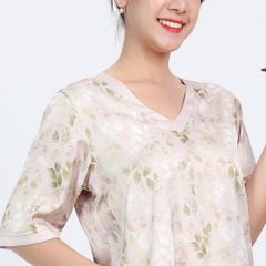 Set đồ bộ nữ kiểu quần dài tay ngắn chất lụa nhung 263p 3349