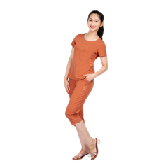 Set đồ bộ nữ kiểu quần lửng tay ngắn cotton cvc mát 194p 4243