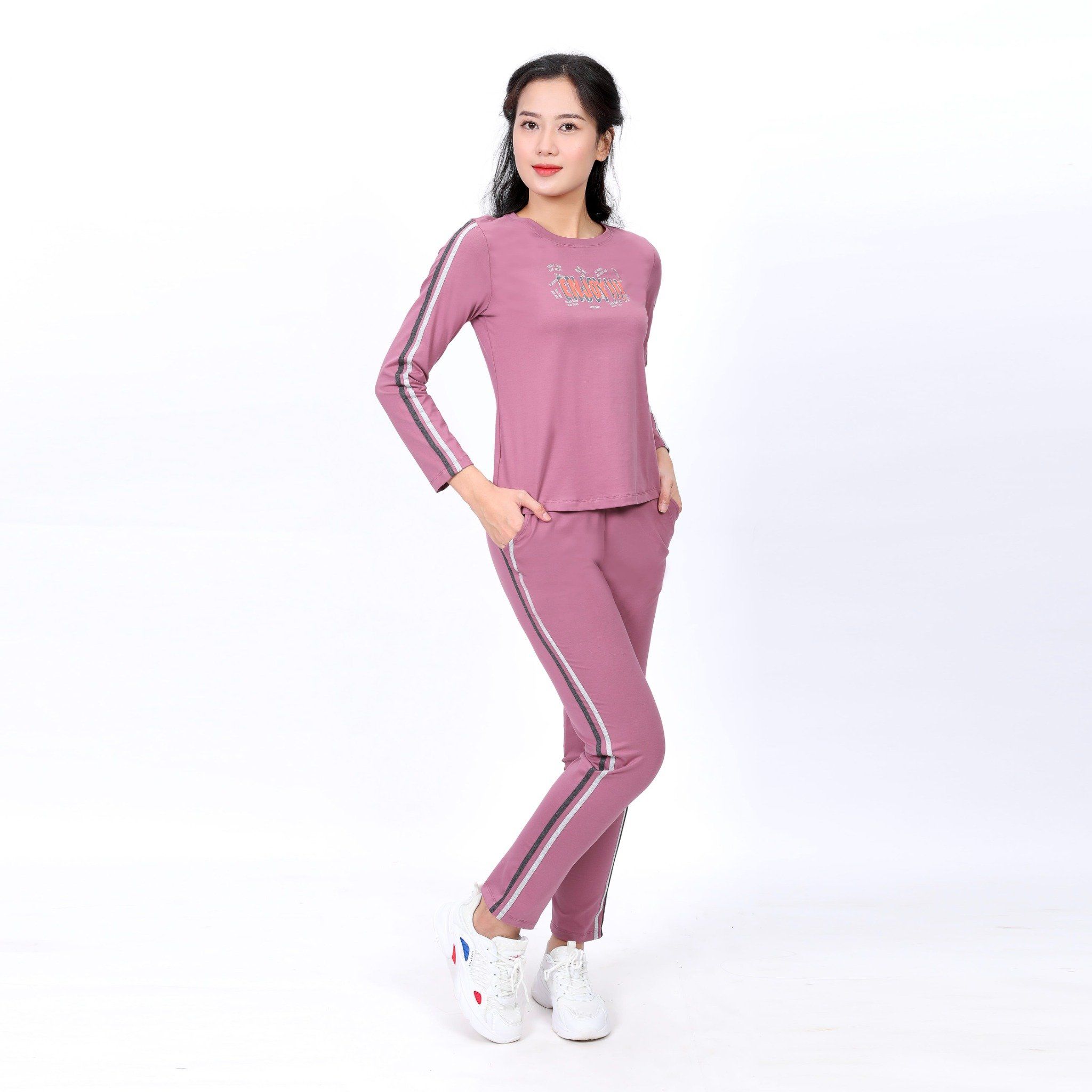 Set đồ bộ nữ kiểu quần dài tay dài chất cotton siêu mát 183p 3211