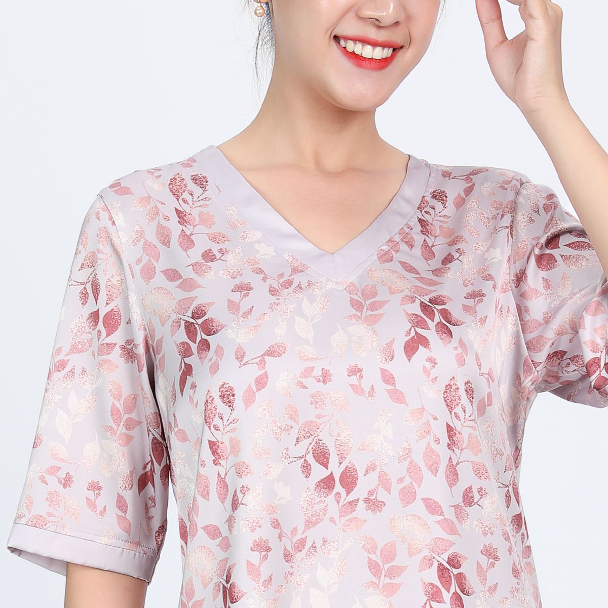 Set đồ bộ nữ kiểu quần dài tay ngắn chất lụa nhung 263p 3349