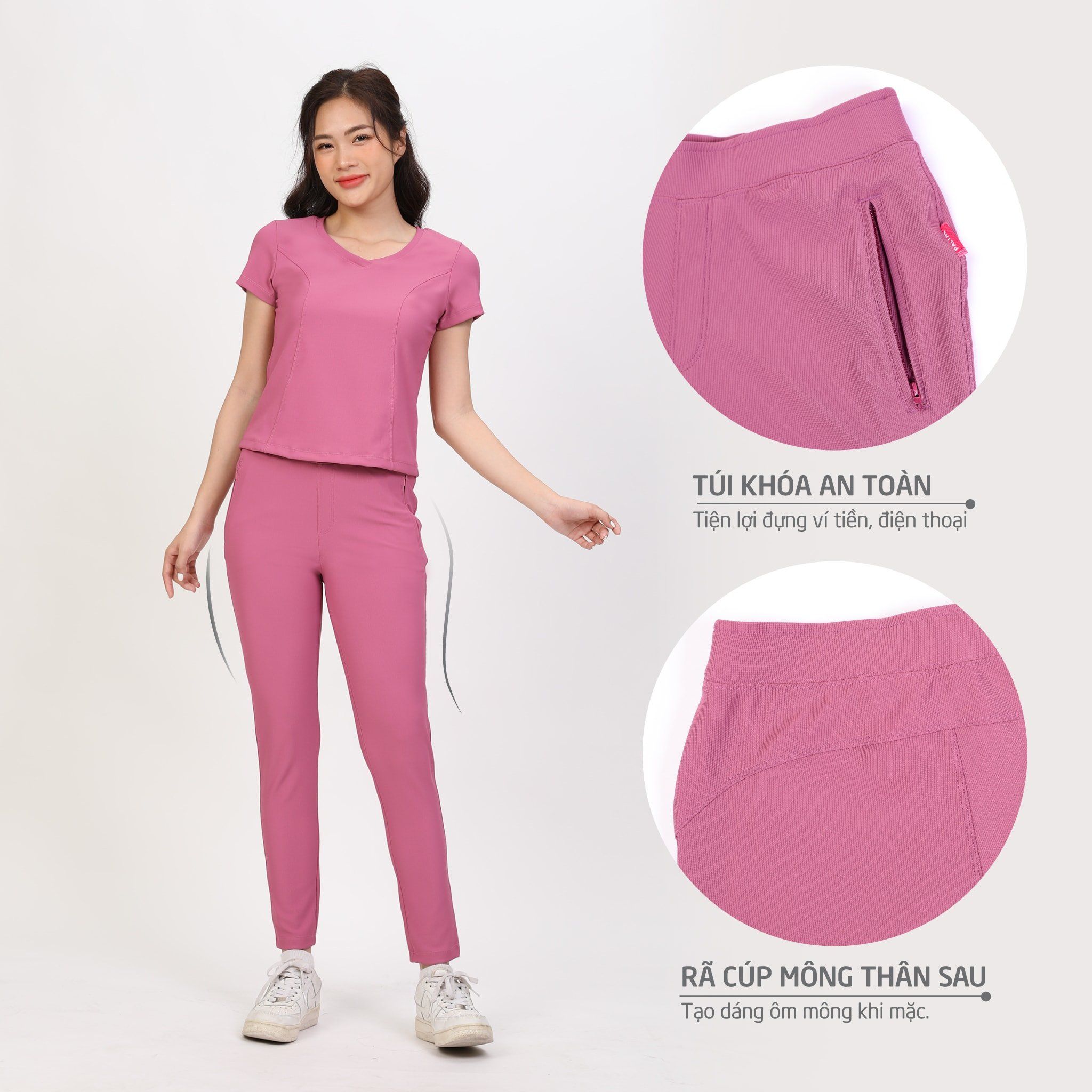 Set đồ bộ nữ kiểu quần dài tay ngắn Cổ Tim chất rib Gân 553p 3404