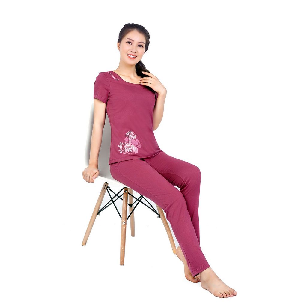 Set đồ bộ nữ kiểu quần dài tay ngắn cotton cvc mát 193p 3299