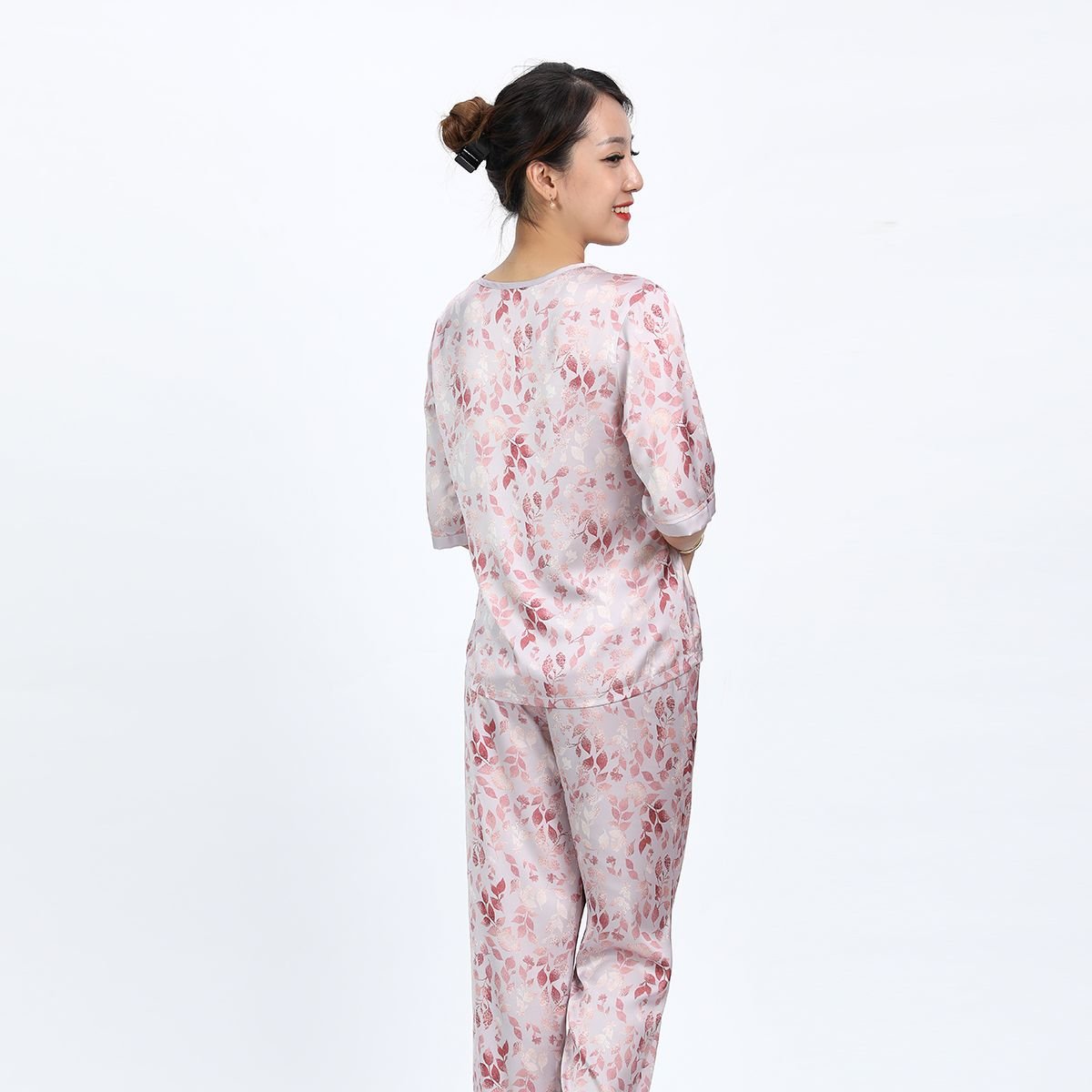 Set đồ bộ nữ kiểu quần dài tay ngắn chất lụa nhung 263p 3349