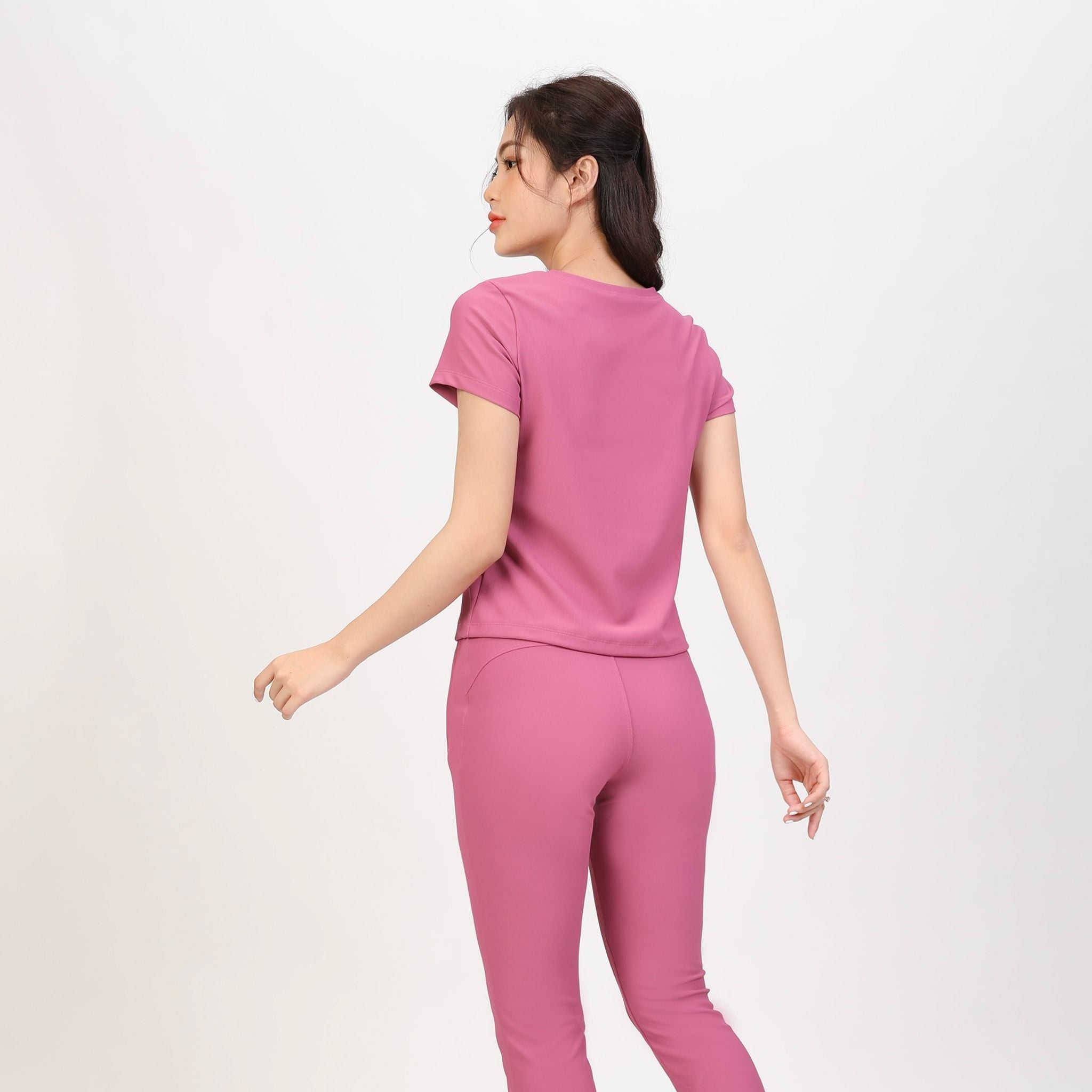 Set đồ bộ nữ kiểu quần dài tay ngắn Cổ Tròn chất Rid Gân 553p 3403