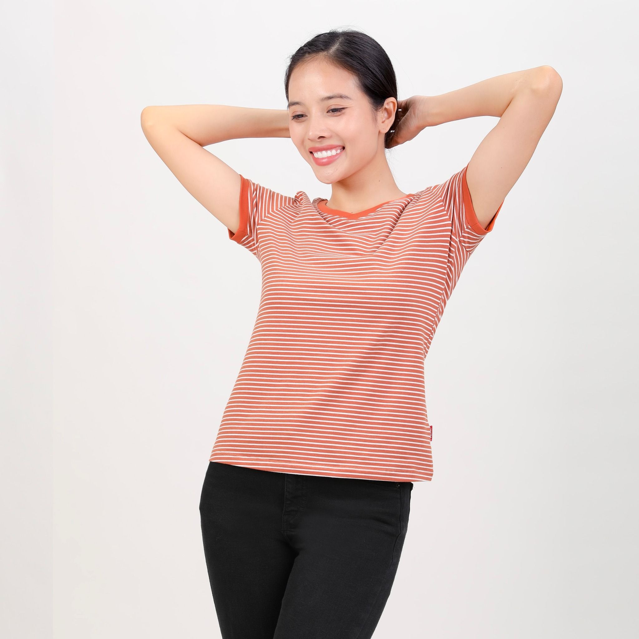 Áo thun nữ tay ngắn form suông cổ tim chất cotton siêu mát 020p 0105