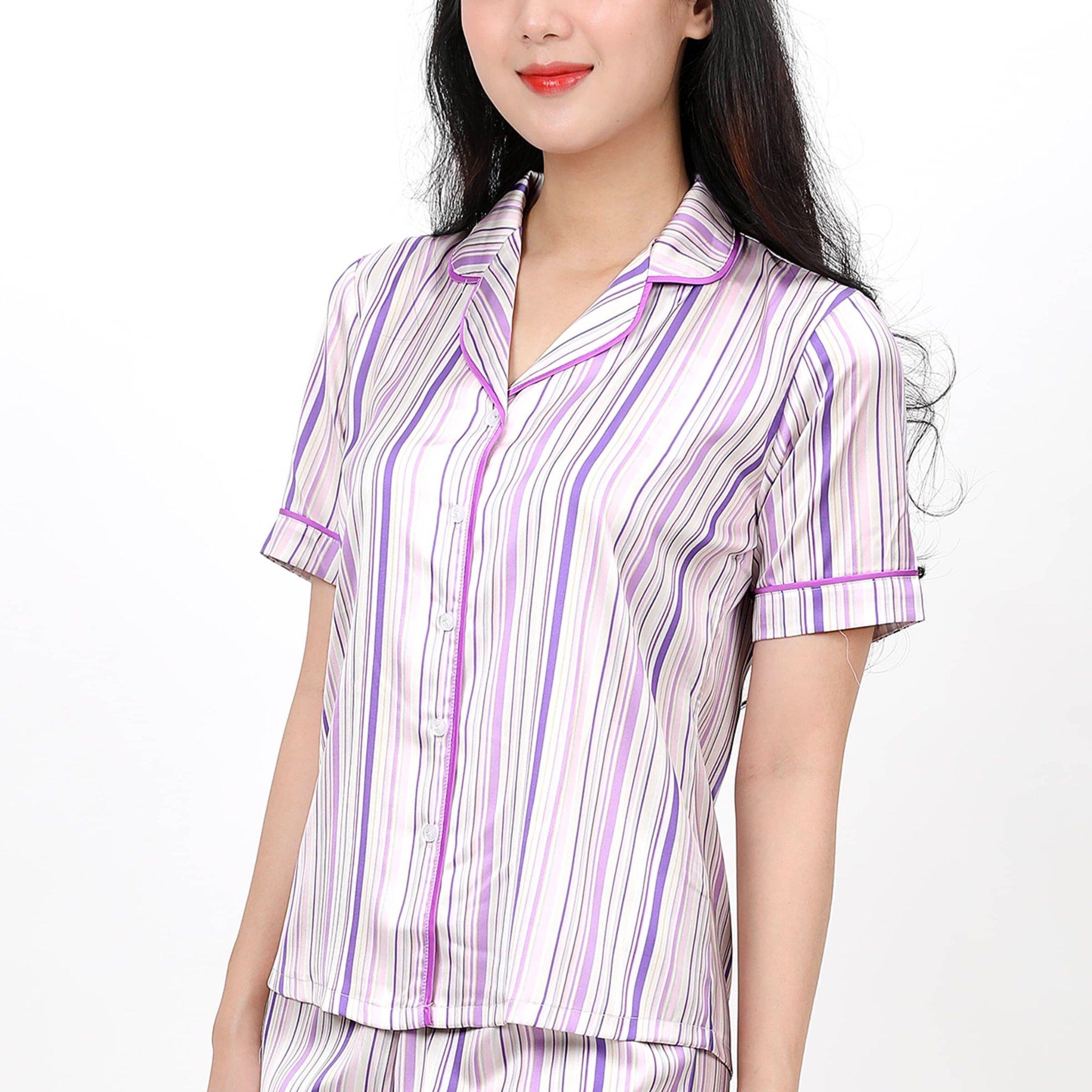 Set đồ bộ nữ kiểu quần lửng tay ngắn chất lụa nhung 264p 4296