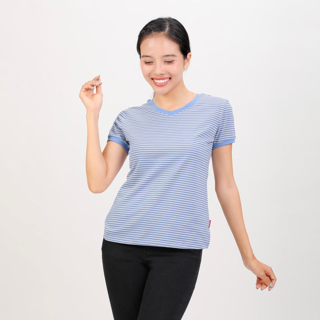 Áo thun tay ngắn form suông cổ tim chất cotton 020p 0105