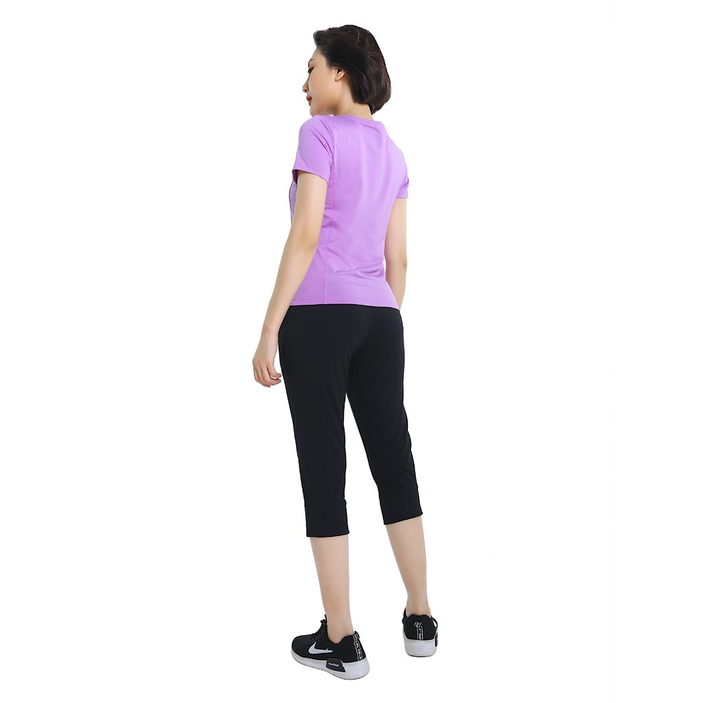Bộ đồ thể thao nữ tập gym, yoga kiểu quần lửng tay ngắn poly 314p 4098