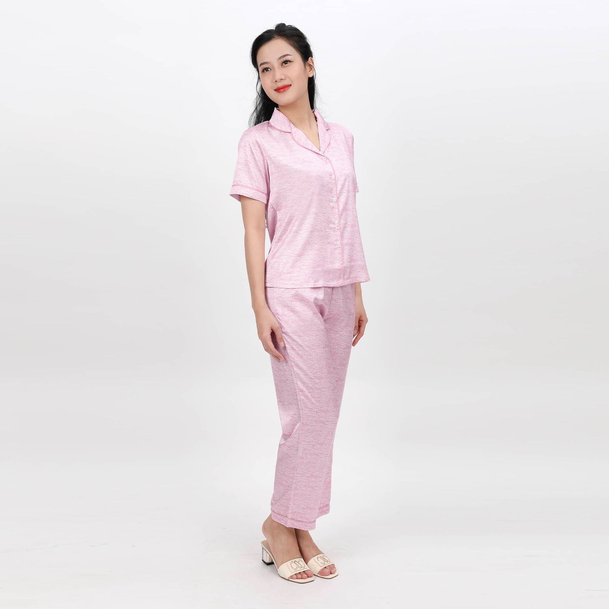 Set đồ bộ nữ kiểu quần dài tay ngắn pijama 263p 3383