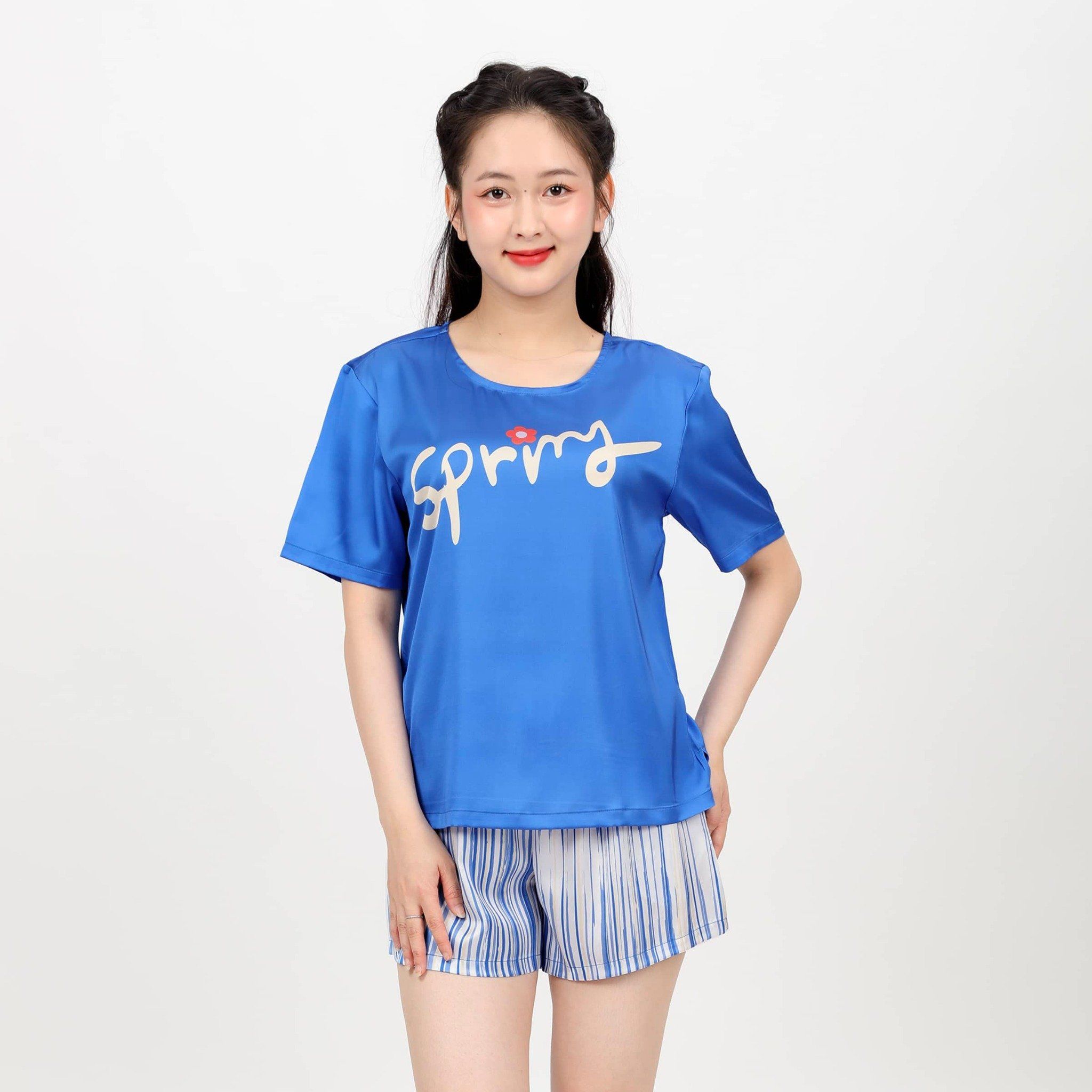 Set đồ bộ nữ kiểu quần đùi tay ngắn chất lụa nhung 265p 2101
