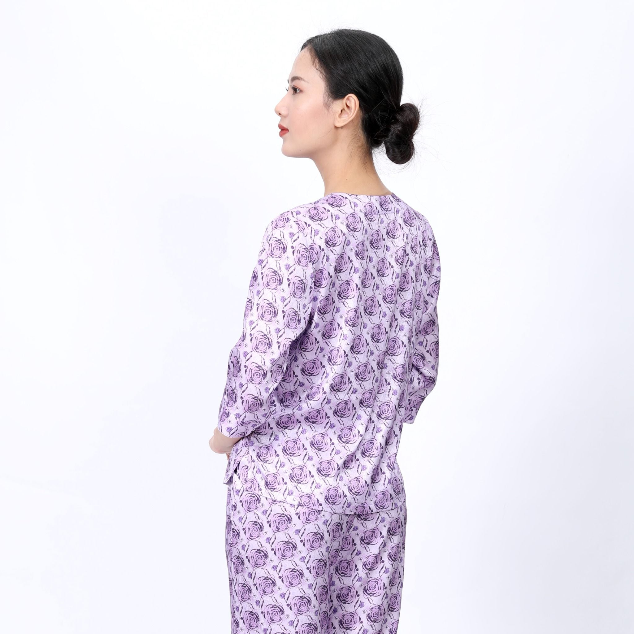 Set đồ bộ nữ kiểu quần dài tay lỡ chất lụa nhung 263p 6001