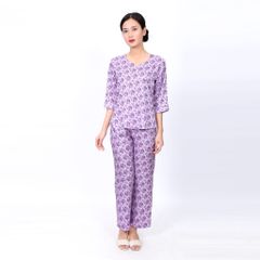 Set đồ bộ nữ kiểu quần dài tay lỡ chất lụa nhung 263p 6001