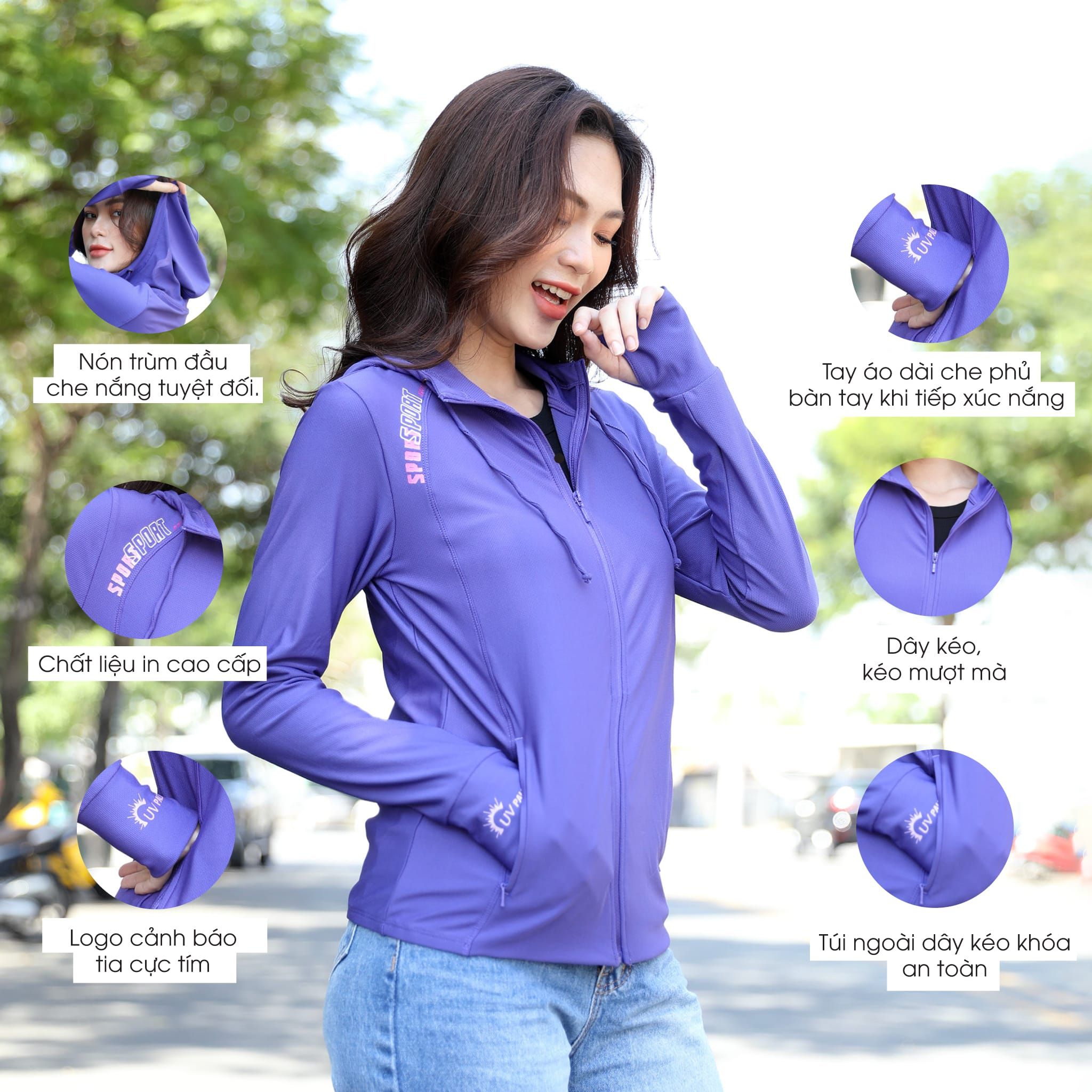BST Áo khoác nữ chống nắng, chống UV chất poly cát mỏng nhẹ  311p 1247 / 1250 / 1274 / 1296