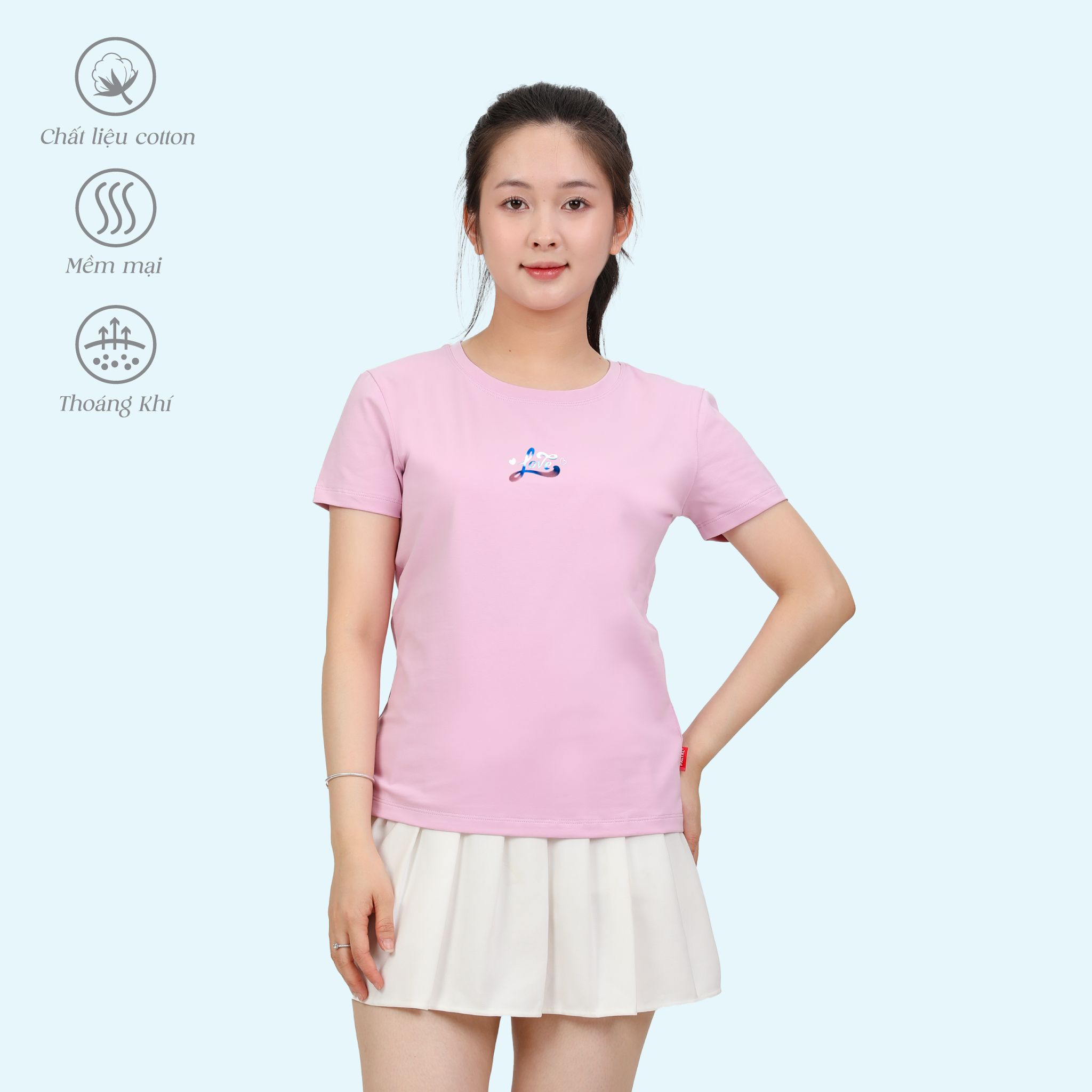 Áo thun nữ tay ngắn cổ tròn form suông chất cotton siêu mát 020p 0339