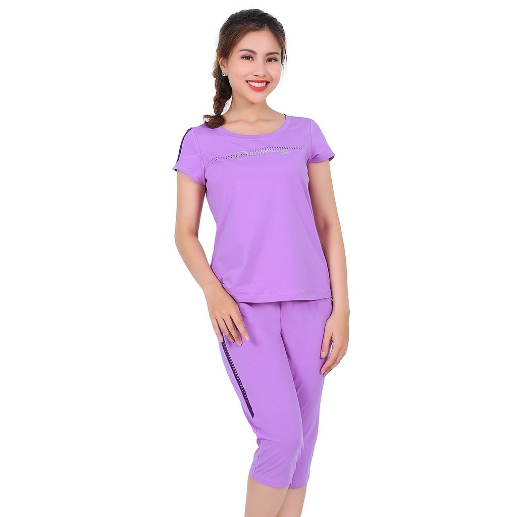 Đồ bộ nữ mặc nhà kiểu quần lửng tay ngắn cotton 024p 4076